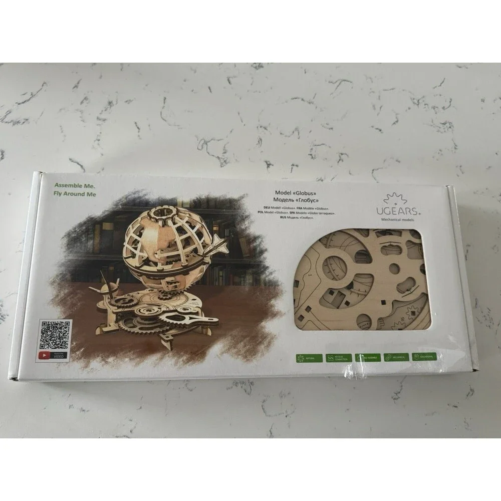UGEARS Globe 3D Wooden Puzzle Assemble Fly Around Mechanical 184 Pieces Adults